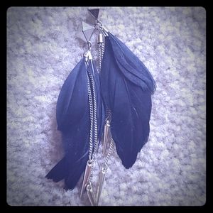 Black feather earrings